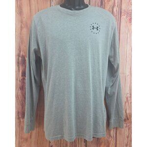 Under Armour Freedom Long Sleeve Shirt Mens Large Gray HeatGear Loose Fit